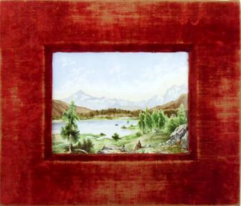 Krajina s poutníkem - malba na porcelánu Krajina s poutníkem - malba na porcelánu