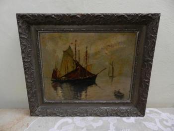 Obraz lodě, olej na kartonu Obraz lodě, olej na kartonu