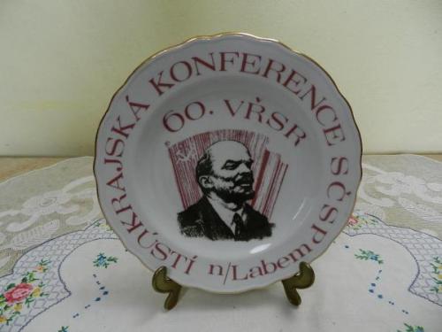 Keramický dekorační talíř, Lenin, 60. VŘSR Keramický dekorační talíř, Lenin, 60. VŘSR