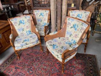 Bambusová křesla s područkami 4ks Bambusová křesla s područkami 4ks