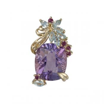 Zlatý přívěsek s ametystem, topazy a almandiny Zlatý přívěsek s ametystem, topazy a almandiny