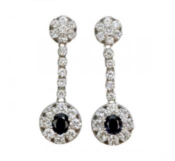 Luxusní briliantové náušnice se safíry Luxusní briliantové náušnice se safíry