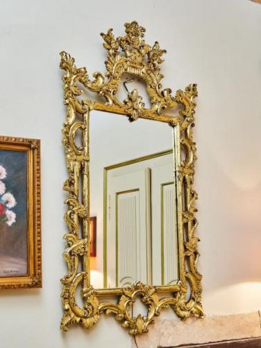 Velké vyřezávané zrcadlo Ludvík XV zlacené Velké vyřezávané zrcadlo Ludvík XV zlacené