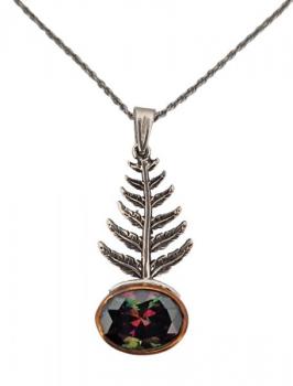 STŘÍBRNÝ NÁHRDELNÍK LIST KAPRADINY S MYSTICKÝM TOP STŘÍBRNÝ NÁHRDELNÍK LIST KAPRADINY S MYSTICKÝM TOP