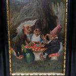 Obraz, trpaslíci, datováno 1928, signováno Obraz, trpaslíci, datováno 1928, signováno