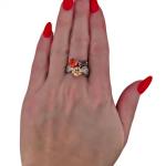 Stříbrný prsten barevný trojlístek Stříbrný prsten barevný trojlístek