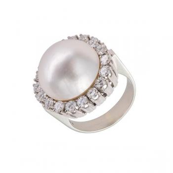 Zlatý prsten s Mabé perlou a diamanty 1,08 ct – ce Zlatý prsten s Mabé perlou a diamanty 1,08 ct – ce