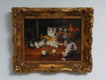 Obraz koťátka. Olej na desce 54 X 44 cm Obraz koťátka. Olej na desce 54 X 44 cm