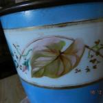 Malovaná petrolejová lampa v mosazné montáži Malovaná petrolejová lampa v mosazné montáži