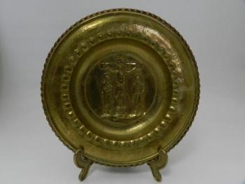 Tepaný mosazný talíř, Ježíš Kristus Tepaný mosazný talíř, Ježíš Kristus