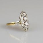 Zlatý art deco prsten s diamanty Zlatý art deco prsten s diamanty