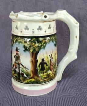 Korbel myslivecký, porcelánka Loket, 19. stol.  Korbel myslivecký, porcelánka Loket, 19. stol.