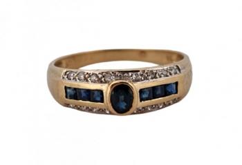 SAFÍROVÝ ZLATÝ PRSTEN S DIAMANTY SAFÍROVÝ ZLATÝ PRSTEN S DIAMANTY