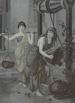 Gobelín - Dívky u studny (Francie)  Gobelín - Dívky u studny (Francie)