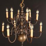 Starožitný holandský lustr z bronzu dvoupatrový Starožitný holandský lustr z bronzu dvoupatrový