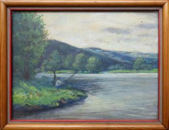 Rybař na břehu řeky Rybař na břehu řeky