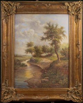 143. Krajina s potokem a stromy 143. Krajina s potokem a stromy