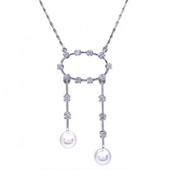 Art deco zlatý náhrdelník s diamanty 1ct a perlami Art deco zlatý náhrdelník s diamanty 1ct a perlami