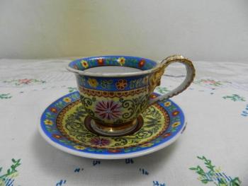 Porcelánový empírový hrnek s podšálkem - Vídeň Porcelánový empírový hrnek s podšálkem - Vídeň