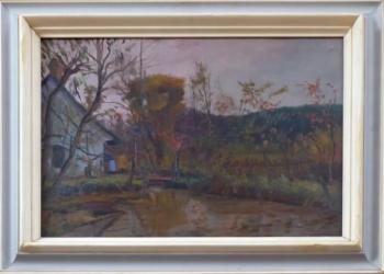 Jaro Svoboda - Chalupa se stavidlem a stromy Jaro Svoboda - Chalupa se stavidlem a stromy