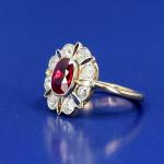 Au 585/1000, 710/1000, brilianty cca 0,64 ct, rubín Au 585/1000, 710/1000, brilianty cca 0,64 ct, rubín