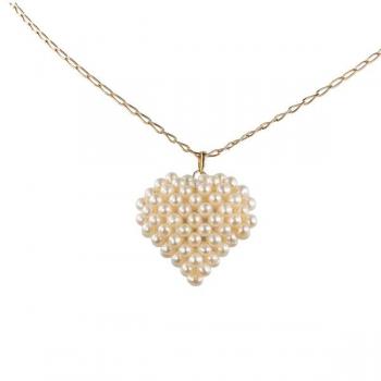 Zlatý náhrdelník s perlami ve tvaru srdce Zlatý náhrdelník s perlami ve tvaru srdce