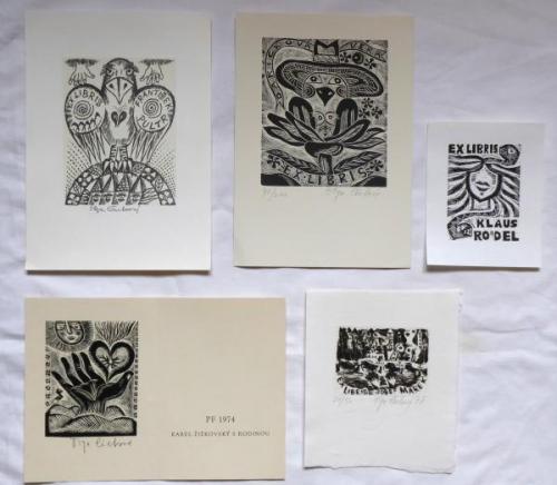 Olga Čechová - Čtyři ex libris, PF 1974 Olga Čechová - Čtyři ex libris, PF 1974