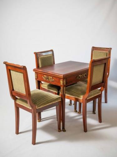 Starožitný Empírový hrací set stůl a židle Starožitný Empírový hrací set stůl a židle