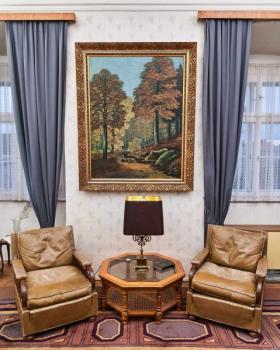 Lesní krajina s potokem 177 X 142 cm Signováno Lesní krajina s potokem 177 X 142 cm Signováno