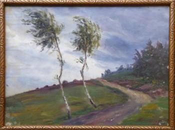Marie Chodounská - Pěšina s břízami před bouří Marie Chodounská - Pěšina s břízami před bouří