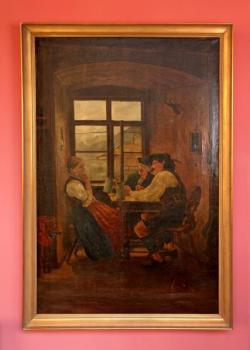Hermann Graf. Pijáci piva. 153 x 104cm. 19. stol Hermann Graf. Pijáci piva. 153 x 104cm. 19. stol