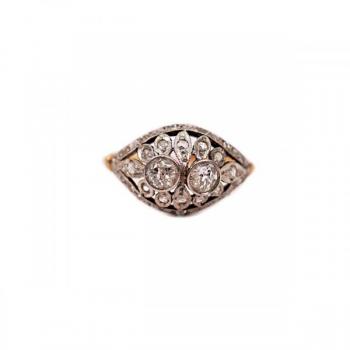 Zlatý prsten s diamanty a perlami Zlatý prsten s diamanty a perlami