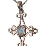 STŘÍBRNÝ SET ZDOBENÝ KŘÍŽEK S MĚSÍČNÍM KAMENEM STŘÍBRNÝ SET ZDOBENÝ KŘÍŽEK S MĚSÍČNÍM KAMENEM