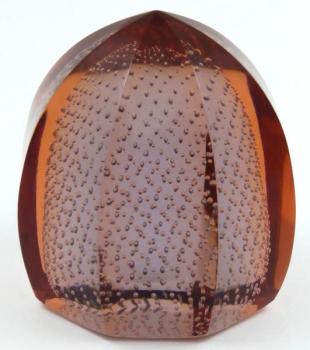 Skleněné oranžové těžítko s bublinami Skleněné oranžové těžítko s bublinami