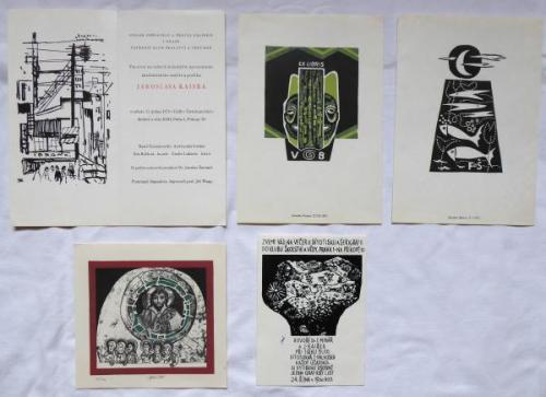 Jaroslav Kaiser - 2x exlibris, Ikona, 2x Pozvánka Jaroslav Kaiser - 2x exlibris, Ikona, 2x Pozvánka