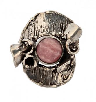 Autorský stříbrný prsten s rodochrozitem Autorský stříbrný prsten s rodochrozitem