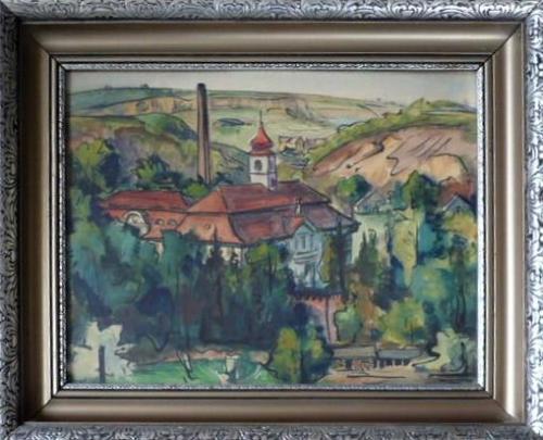 František Viktor Mokrý - Pohled na městečko František Viktor Mokrý - Pohled na městečko