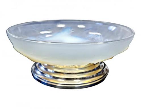 ART DECO OPÁLOVÁ MÍSA NA CHROMOVÉM PODSTAVCI, ZN.  ART DECO OPÁLOVÁ MÍSA NA CHROMOVÉM PODSTAVCI, ZN.