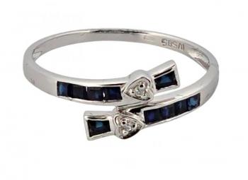 Zlatý prsten s diamanty a safíry Zlatý prsten s diamanty a safíry