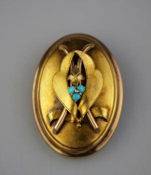 Vídeňská zlatá brož (závěs) s tyrkysy Vídeňská zlatá brož (závěs) s tyrkysy