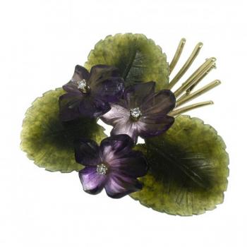 Zlatá brož ve tvaru fialky Zlatá brož ve tvaru fialky