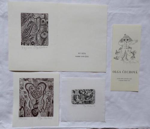 Olga Čechová - PF 1976, Ex libris, Pozvánka, bez n Olga Čechová - PF 1976, Ex libris, Pozvánka, bez n