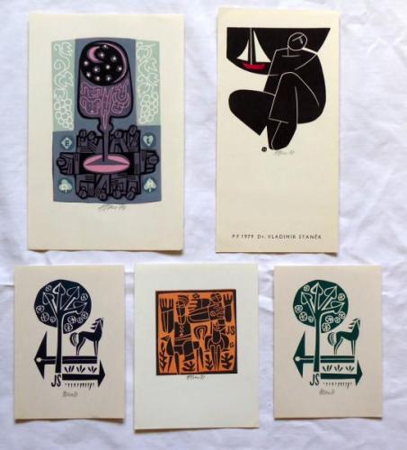 Miroslav Houra - 3x Ex libris JS, PF 1979, bez náz Miroslav Houra - 3x Ex libris JS, PF 1979, bez náz