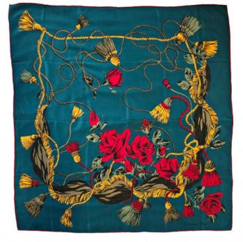 Šátek Dior - zelený s růžemi Šátek Dior - zelený s růžemi