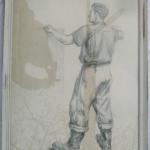 Kresba tužkou  MUŽ ,signováno J. DRHA,  Kresba tužkou  MUŽ ,signováno J. DRHA,