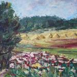 Signatura nečitelná - Krajina s vlčími máky a snop Signatura nečitelná - Krajina s vlčími máky a snop