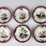 Sada 6 koflíků s ptáčky - Míšeň, 1850 Sada 6 koflíků s ptáčky - Míšeň, 1850