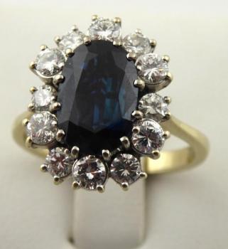 Luxusní zlatý prsten se safírem a diamanty - 1.20  Luxusní zlatý prsten se safírem a diamanty - 1.20