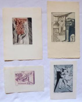 Naděžda Synecká - Čtyři ex libris A. L, Karel Ž. , Naděžda Synecká - Čtyři ex libris A. L, Karel Ž. ,