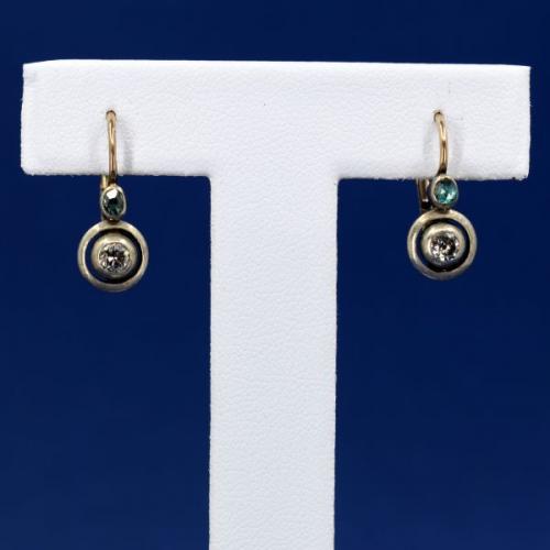 Zlaté náušnice s brliianty, 1930, Čechy Zlaté náušnice s brliianty, 1930, Čechy